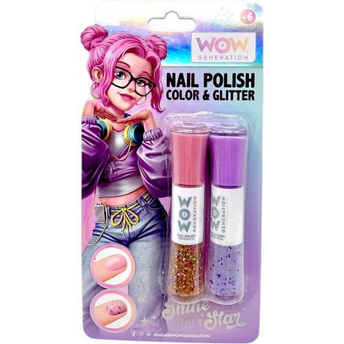 Лак для нігтів пастель+глітер, 2шт ФІОЛЕТОВИЙ  мініатюра фото 1