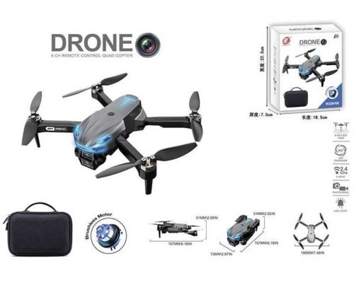 Квадрокоптер на радіокеруванні headless mode, LED light, уникає перешкоди, оберти на 360, керування з додатка, Wi-fi камера, безщітковий мотор, пульт керування 2. 4 G, футляр, в коробці  мініатюра фото 1
