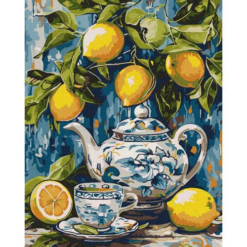 Набор для росписи "Лимоны и керамика" 40х50см.  мініатюра фото 1