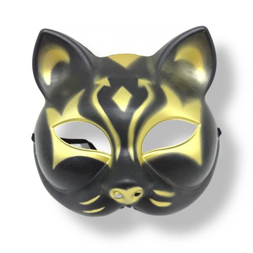 Маска Японської лисиці (ЧОРНО-ЗОЛОТА)  мініатюра фото 1