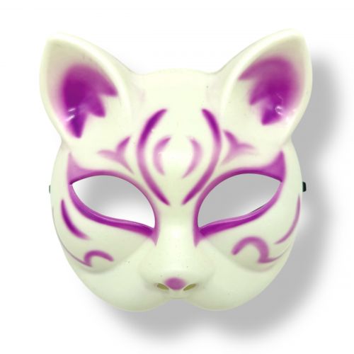 Маска Японської лисиці (БІЛО-ФІОЛЕТОВА)  мініатюра фото 1