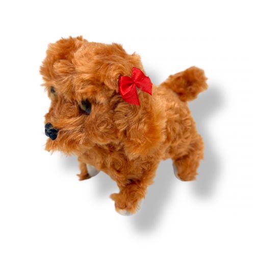 Собачка ходилка з бантом (КОРИЧНЕВА)  мініатюра фото 1
