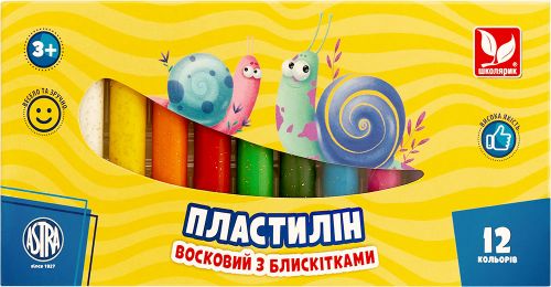 Пластилін круглий з блискітками 12 кольорів  мініатюра фото 1