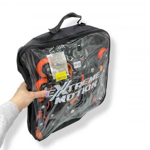 Роликовi ковзани розмір M (34-37) колеса PU 1 світло  сумка (ПОМАРАНЧЕВІ)  мініатюра фото 1