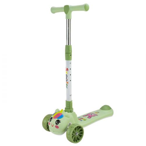 Самокат дитячий 3-х коліс  складний, колеса PU муз, батар. , світло, звук  (ЗЕЛЕНИЙ)  мініатюра фото 1