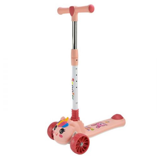 Самокат дитячий 3-х коліс  складний, колеса PU муз, батар. , світло, звук  (РОЖЕВИЙ)  мініатюра фото 1