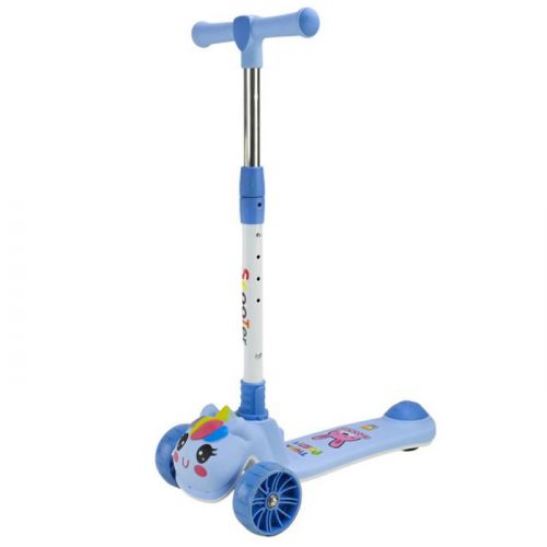 Самокат дитячий 3-х коліс  складний, колеса PU муз, батар. , світло, звук  (БЛАКИТНИЙ)  мініатюра фото 1