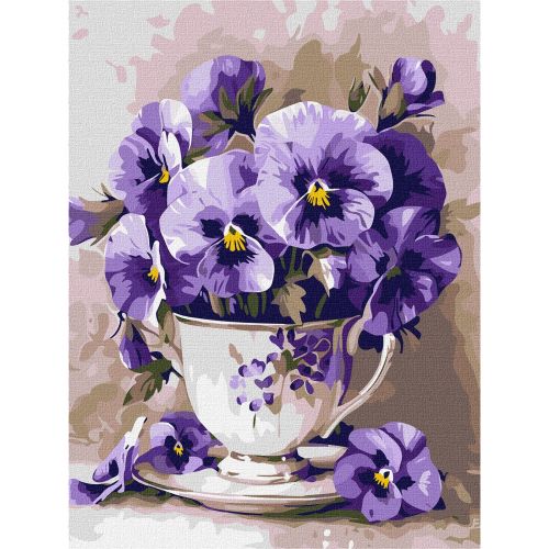 Картина за номерами "Чай з фіалками" 30х40см  мініатюра фото 1