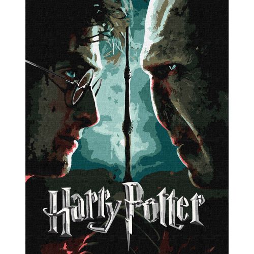 Картина за номерами з фарбами металік "Harry Potter: Гаррі та Волдеморт" 40х50см  мініатюра фото 1