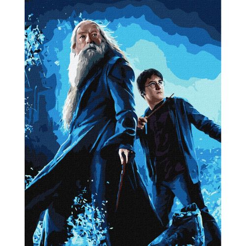 Картина за номерами з фарбами металік "Harry Potter: Гаррі та Дамблдор" 40х50см  мініатюра фото 1