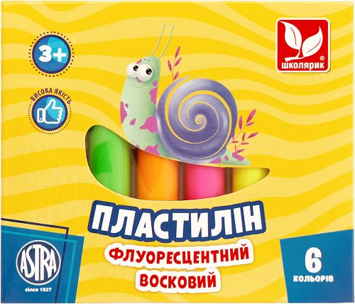 Пластилін флуоресцентний 6 кольорів  мініатюра фото 1