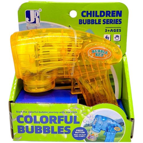 Пистолет с мыльными пузырями (автоматический, подсветка, бутылочка с мыльным раствором) ЖЕЛТЫЙ  мініатюра фото 1