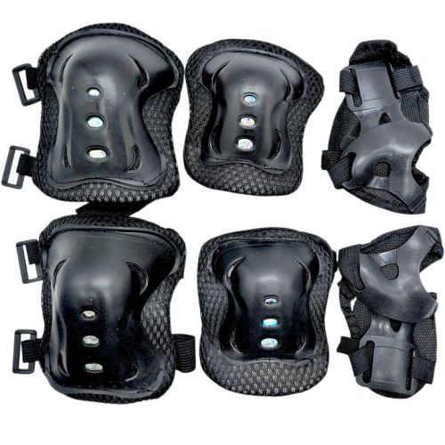 Захисний набір, налокітники, наколінники, запястя, у сітцІ (ЧОРНИЙ) фото