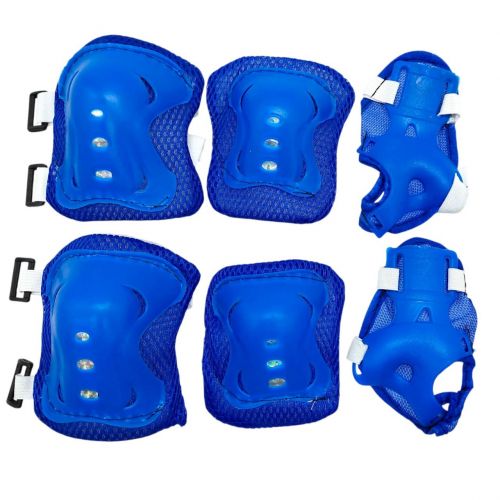 Захисний набір, налокітники, наколінники, запястя, у сітцІ (СИНІЙ) фото