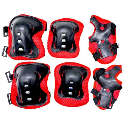 Захисний набір, налокітники, наколінники, запястя, у сітцІ (ЧЕРВОНИЙ) фото
