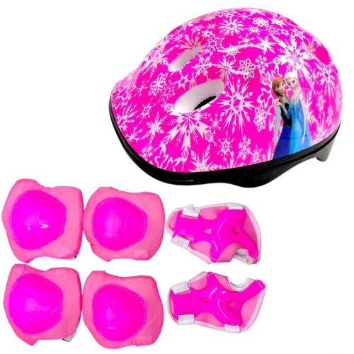 Захисне спорядження "Frozen" шолом, налокітники, наколінники, запястя, у сітці (РОЖЕВИЙ) фото