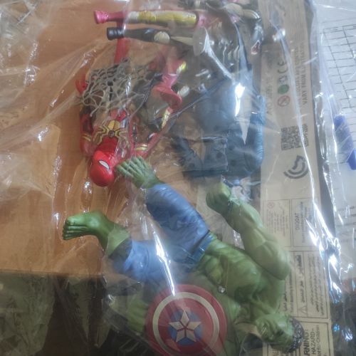 Уцінка. Набір героїв 3099-19 (120/2) 5 фігурок, підсвічування на грудях, середня висота 17 см, рухливі кінцівки та голова, ТРАНСПОРТУВАЛЬНЕ ПАКУВАННЯ - ПАКЕТ   Пошкоджена упаковка фото