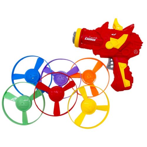 Пістолет -запускачка "Динозавр", 6 дисків у пакеті (ЧЕРВОНИЙ)  мініатюра фото 1