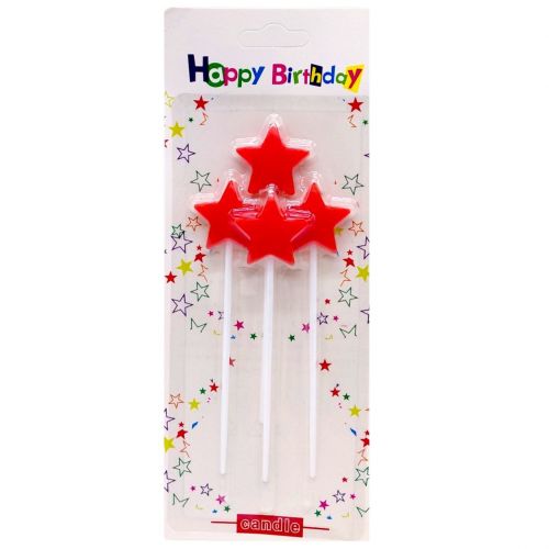 Набір свічок для торта Зірочки 4шт (ЧЕРВОНІ)  мініатюра фото 1