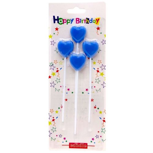 Набір свічок для торта Сердечки 4шт (СИНІ)  мініатюра фото 1
