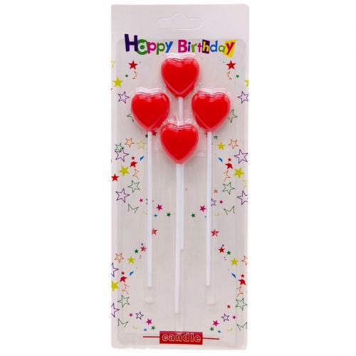 Набір свічок для торта Сердечки 4шт (ЧЕРВОНІ)  мініатюра фото 1