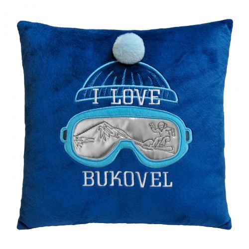 Стильна подушка-сувенір I love Bukovel  мініатюра фото 1