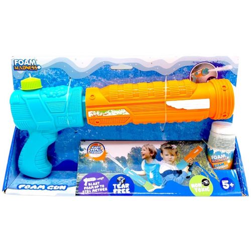 Водний пістолет стріляє піною, у короб.  (БЛАКИТНО-ПОМАРАНЧЕВИЙ)  мініатюра фото 1