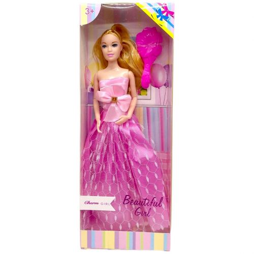 Лялька сукні з бантом святкова (РОЖЕВА)  мініатюра фото 1