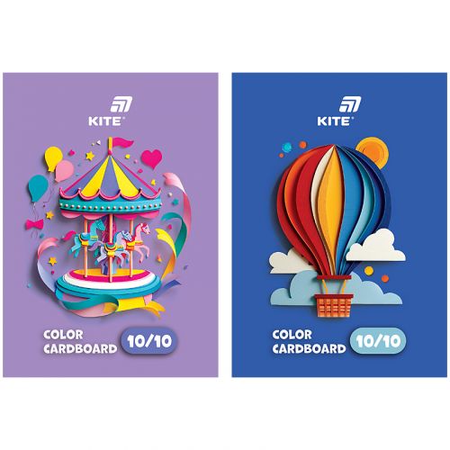 Картон кольоровий одностор.  А5 (10арк/ 10кол), слайдер, Kite  мініатюра фото 1