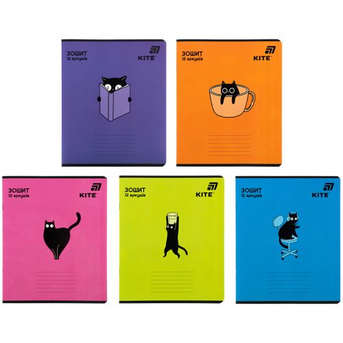 Тетрадь 12 л. , кл. , софт тач + УФ лак объемный, Kite OC  мініатюра фото 1