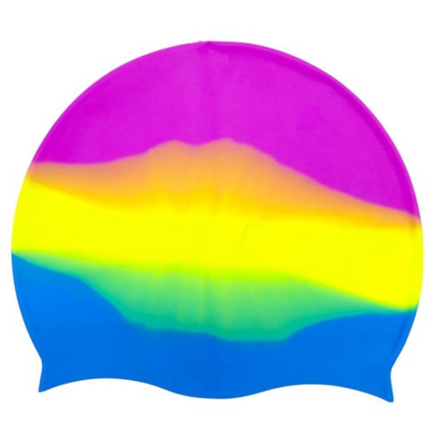 Шапочка для плавання силіконова, у пакеті (РОЖЕВО-РАЙДУЖНА)  мініатюра фото 1