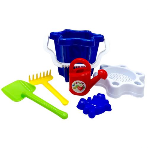 Відро "Квіточка" з лійкою і пісочним набором (СИНЄ)  мініатюра фото 1