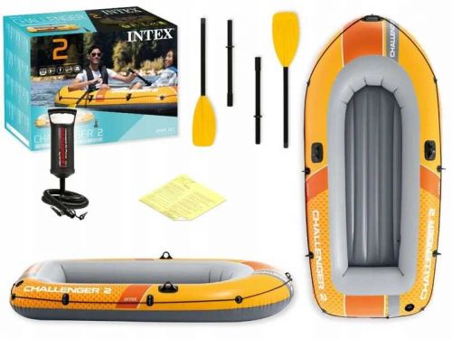 Intex Двомісний надувний човен 236х114х41см, (весла, ручний насос) 3-х камерний  мініатюра фото 1