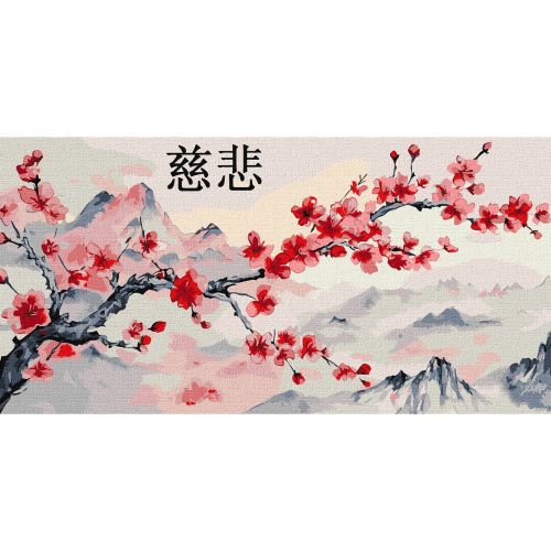 Картина по номерах "Гілка сакури" 40х80см  мініатюра фото 1