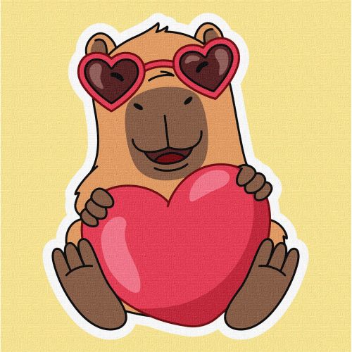 Картина по номерах "Капібара та серце" 30х30см  мініатюра фото 1