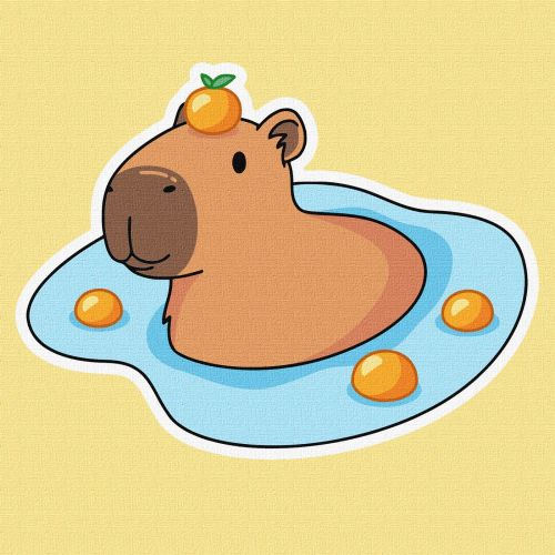 Картина по номерах "Капібара в калюжі" 30х30см  мініатюра фото 1