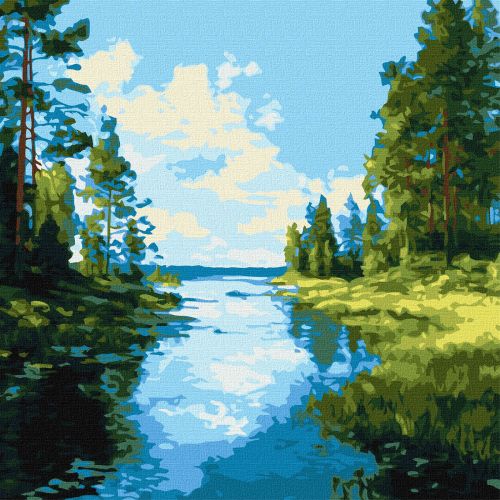 Картина по номерах "Тінь і блиск води" 40х40см  мініатюра фото 1