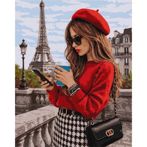 Картина по номерах "Дівчина в Парижі" 40х50см  мініатюра фото 1