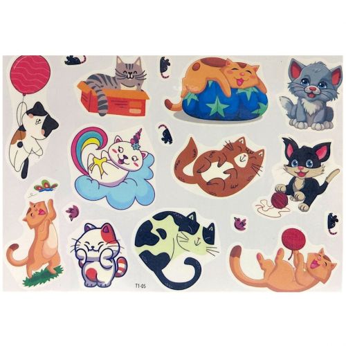 Татуювання-перебивки, тимчасові, "Котики 2" (1 аркуш) фото