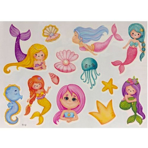 Татуювання-перебивки, тимчасові, "Русалочки" (1 аркуш) фото