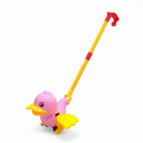 Уцінка.  Каталка на паличці з ручкою "Каченя" (рожевий) тріщина  мініатюра фото 1