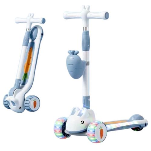 Самокат трехколесный "Skyper" (колеса PU 125х40мм со светом, озвучивание и подсветка платформы, руль складной, корзина)  мініатюра фото 1