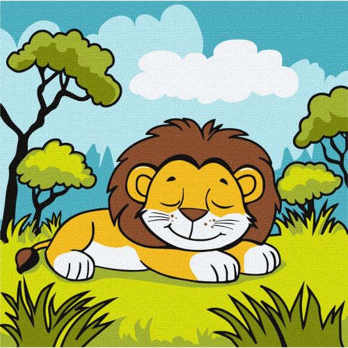 Набір для розпису по номерах для дітей "Левеня у савані" 25х25см  мініатюра фото 1