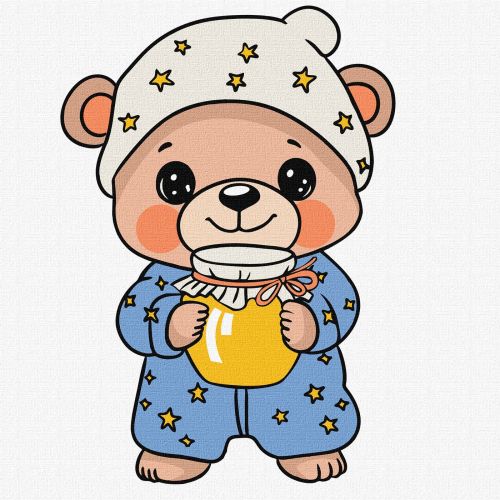 Набір для розпису по номерах для дітей "Ведмежа у піжамі" 25х25см  мініатюра фото 1