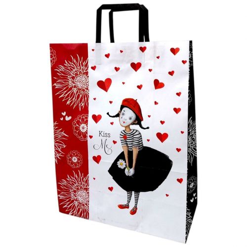 Пакет паперовий КРАФТ білий "Закоханий мім" 32*15*42см  мініатюра фото 1