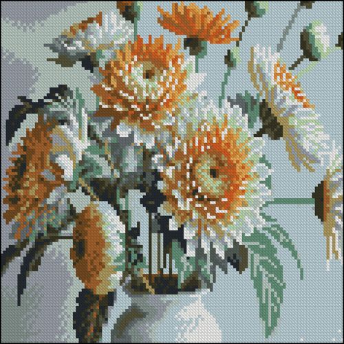 Алмазна мозаїка "Помаранчеві квіти"  30х30 см  мініатюра фото 1