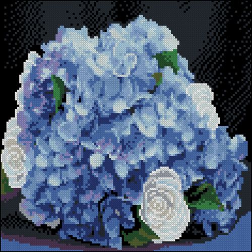 Алмазна мозаїка "Ніжні гортензії" 30х30 см  мініатюра фото 1