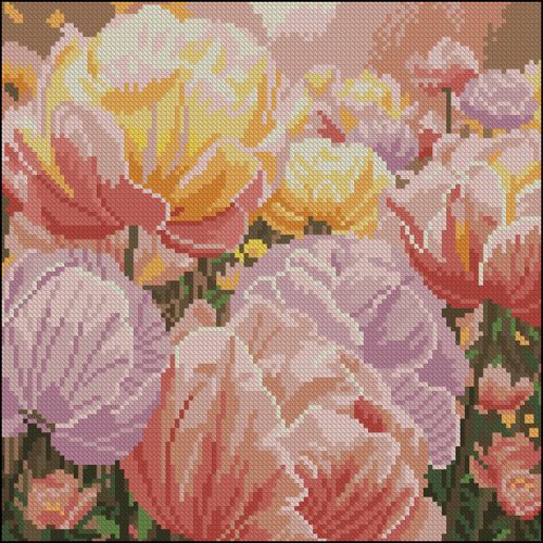 Алмазна мозаїка "Ніжні тюльпани" 30х30 см  мініатюра фото 1