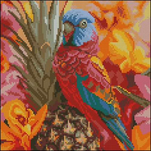 Алмазна мозаїка "Тропічна папуга" 30х30 см  мініатюра фото 1