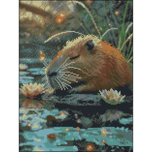 Алмазна мозаїка (картина) "Спляча капібара" 30х40 см  мініатюра фото 1